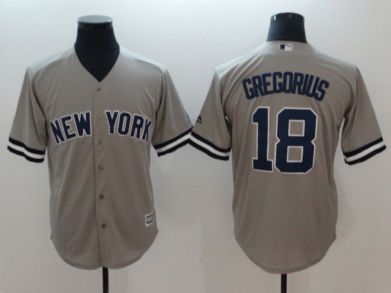 Men New York Yankees 18 Gregorius Grey Game MLB Jerseys